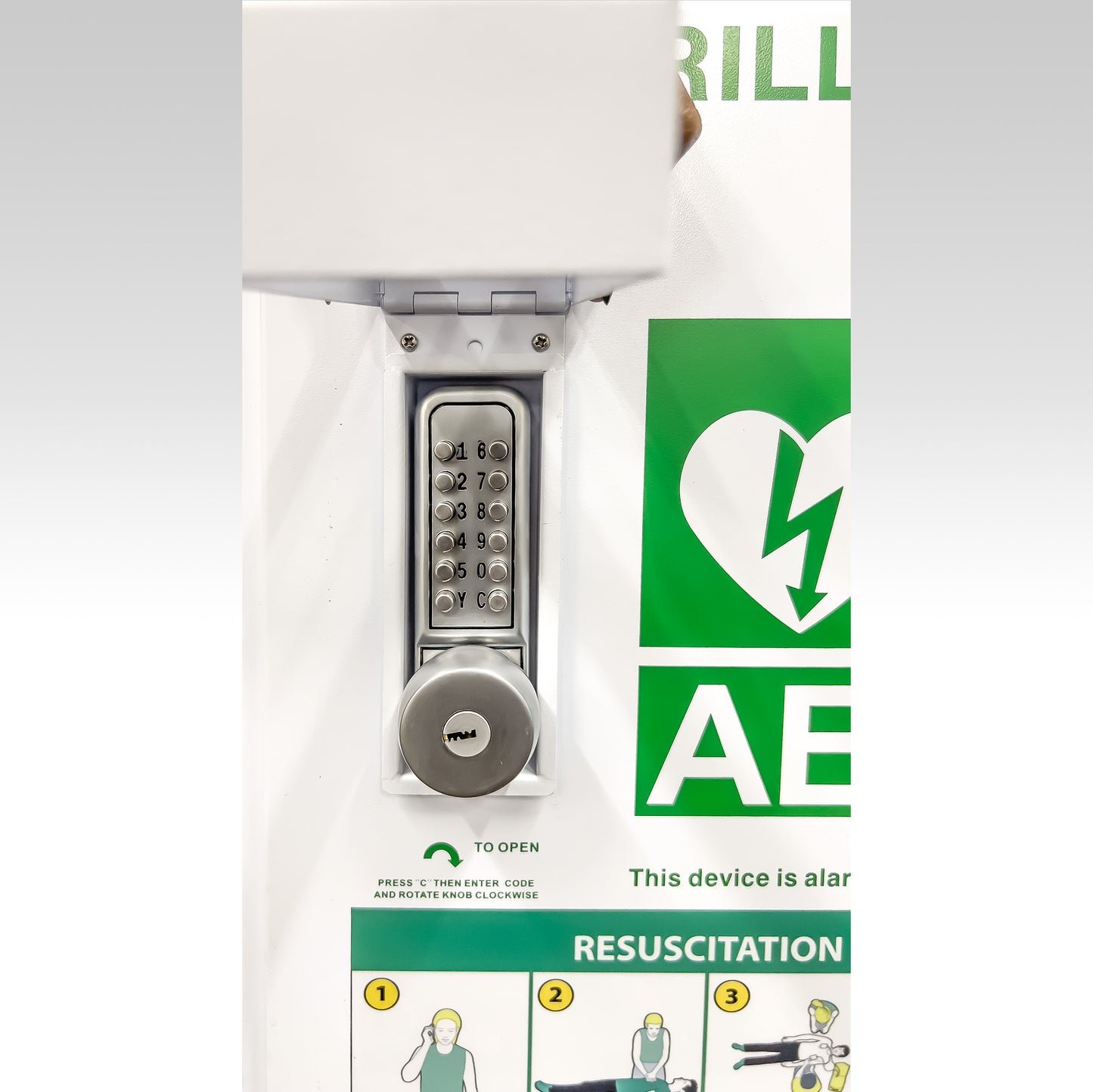 AED CABINET WITH STAND (OUTDOOR) WHITE W/KEY&ALARM