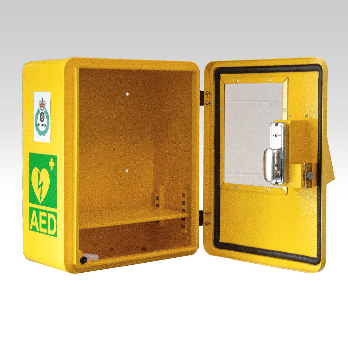 AED OUTDOOR CABINET WITH KEY PAD LOCK AND STAND YELLOW (353830)