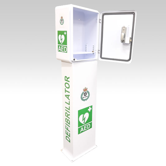 AED CABINET WITH STAND (OUTDOOR) WHITE W/KEY&ALARM