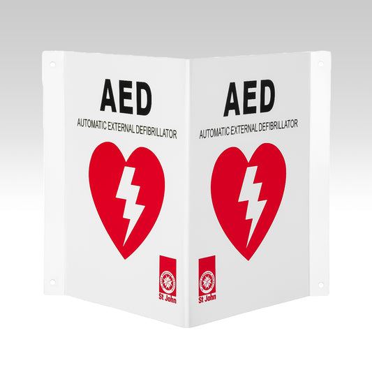 AED SIGN (METAL) 90 DEGREE