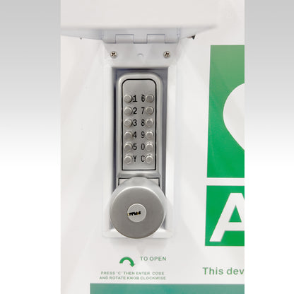 AED CABINET WITH STAND (OUTDOOR) WHITE W/KEY&ALARM