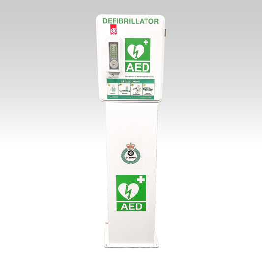 AED CABINET WITH STAND (OUTDOOR) WHITE W/KEY&ALARM